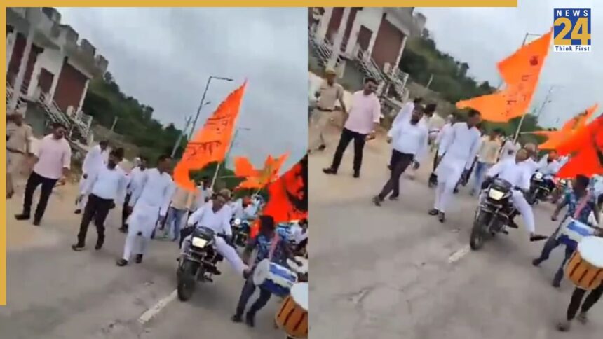 भीलवाड़ा में गणेश चतुर्थी रैली में विधायक का ढोल वाले पर विवादित कदम