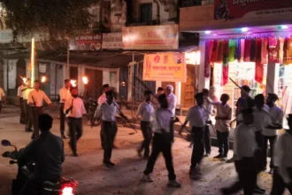 राजसमंद के चारभुजा में संघ का मशाल जुलूस