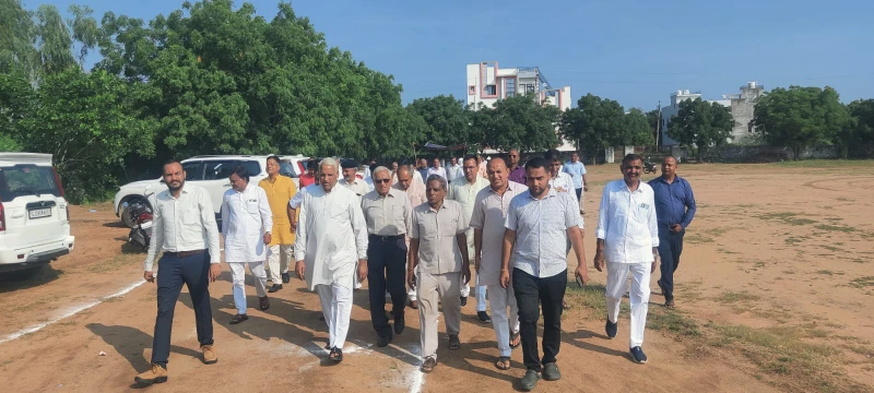 भीनमाल में आदर्श विद्या मंदिर के लिए भूमि पूजन का आयोजन