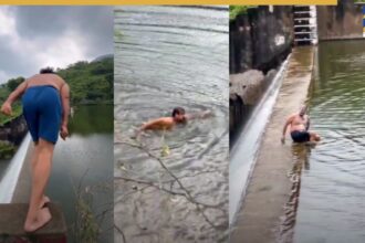 पूर्व मंत्री राजेंद्र सिंह गुढ़ा ने 25 फीट गहरे बांध में तैरकर सबका ध्यान खींचा