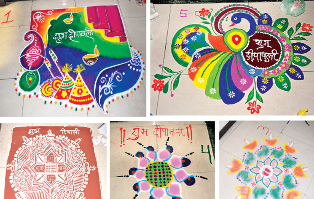 दैनिक नवज्योति कार्यालय में रंगोली प्रतियोगिता का आयोजन