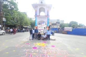 राजसमंद में रंगोली से स्वच्छता का संदेश दिया गया