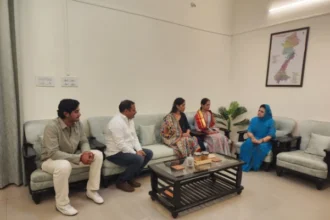 राजसमंद सांसद ने गोल्ड मैडल विजेता नंदिनी सिंह चौहान का स्वागत किया