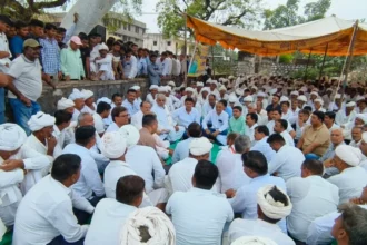 पदमाराम कलबी हत्या मामले में मंडार थाने के बाहर प्रदर्शन