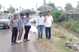 शाहपुरा में नाला निर्माण स्थल का निरीक्षण किया गया