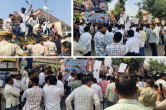 युवा कांग्रेस ने आरएसएस के खिलाफ किया प्रदर्शन, सीएम आवास की ओर बढ़े