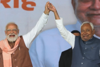 पटना में शपथ ग्रहण समारोह में मोदी-नीतीश की जोड़ी का जश्न