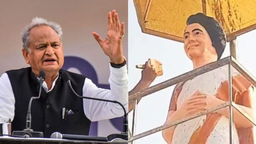 बाड़मेर में इंदिरा गांधी की प्रतिमा को नुकसान, कांग्रेस का विरोध बढ़ा