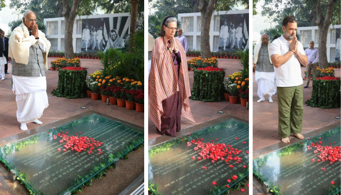 इंदिरा गांधी की जयंती पर खड़गे, सोनिया और राहुल ने दी श्रद्धांजलि